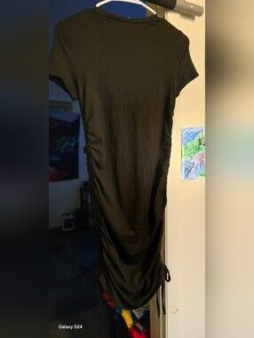 Black Midi Ruched Side Dress - Women